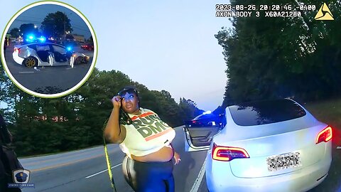 Drunk 300 Pound Woman Flees Police With 8 Kids In Tesla !