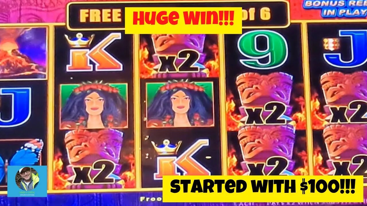 Lightning Link Tiki Fire Back-to-Back Huge Bonus Win!