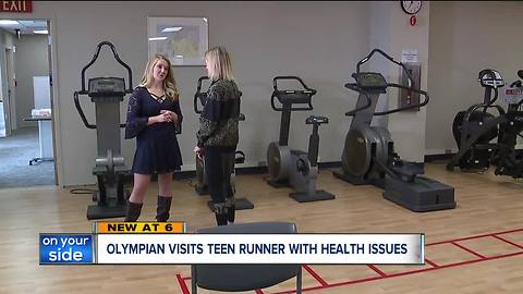 Olympian Deena Kastor visits and inspires teen runner treated for mysterious blackouts