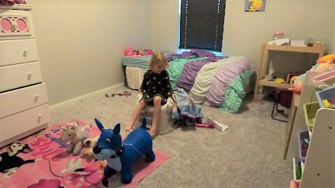 4 Year Old Makes Pretend Santa Sleigh with Reindeer