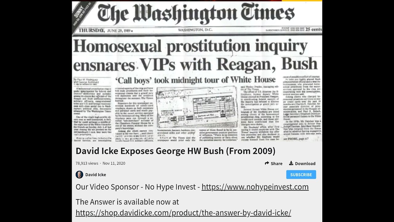 David Icke Exposes George HW Bush (From 2009)