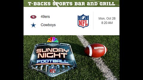 T-Backs Sports Bar and Grill Sports Schedule and free beer/soda for Tuesday Oct 29, 2024