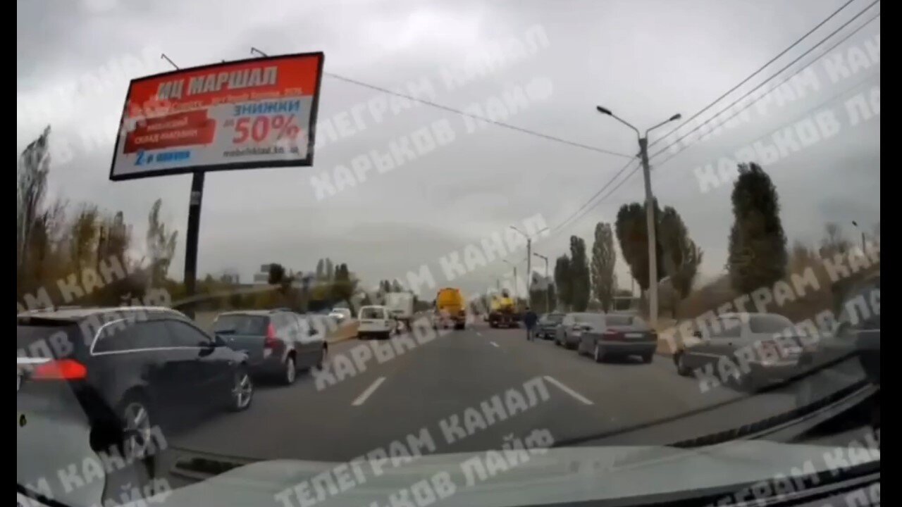 Abandoned Ukrainian cars on the road in Kharkov after drivers are abducted by the Zelensky Regime