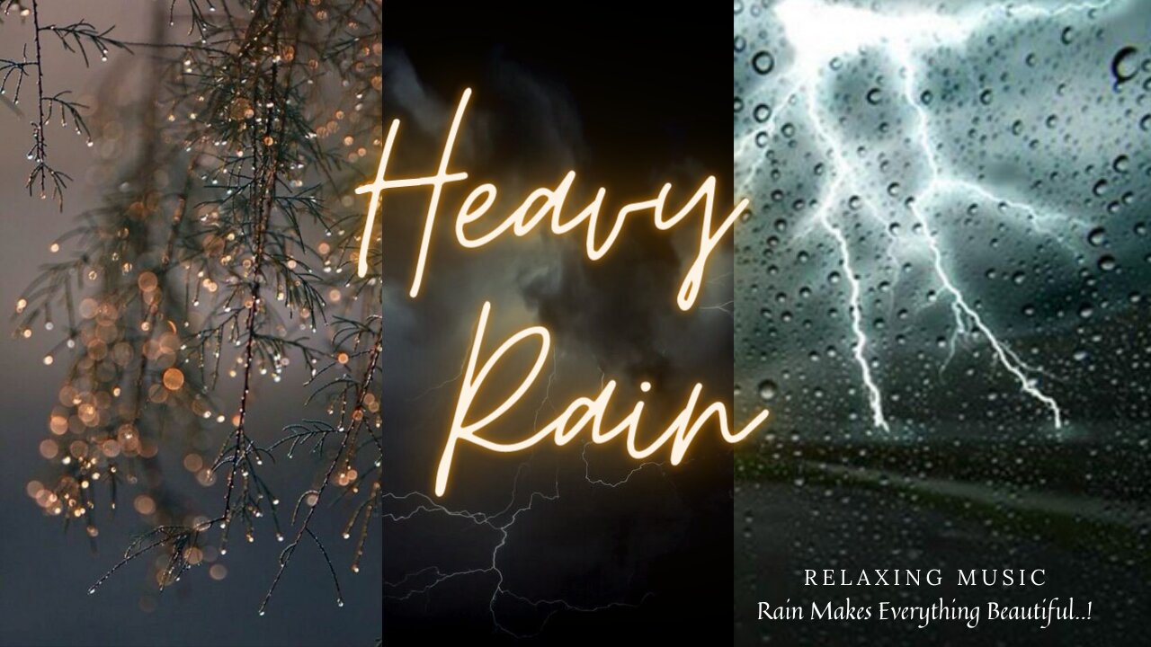 ⛈⛈Heavy Rain And Deep Thunder⚡ Nature Sounds With Music | For Relax, Sleep ,stress Relief🎧