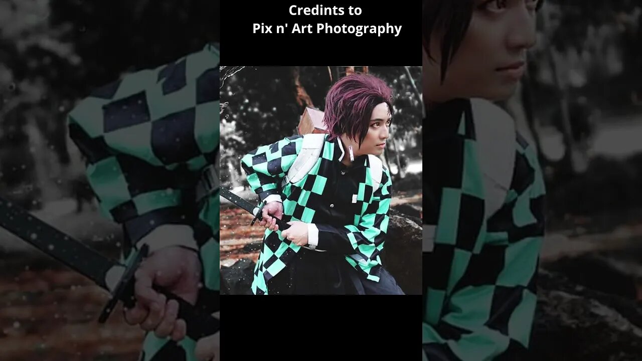Cosplaying as Tanjiro with Nezuko #shorts