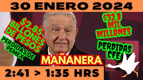 💩🐣👶 AMLITO | Mañanera *Martes 30 de enero 2024* | El gansito veloz 2:41 a 1:35.