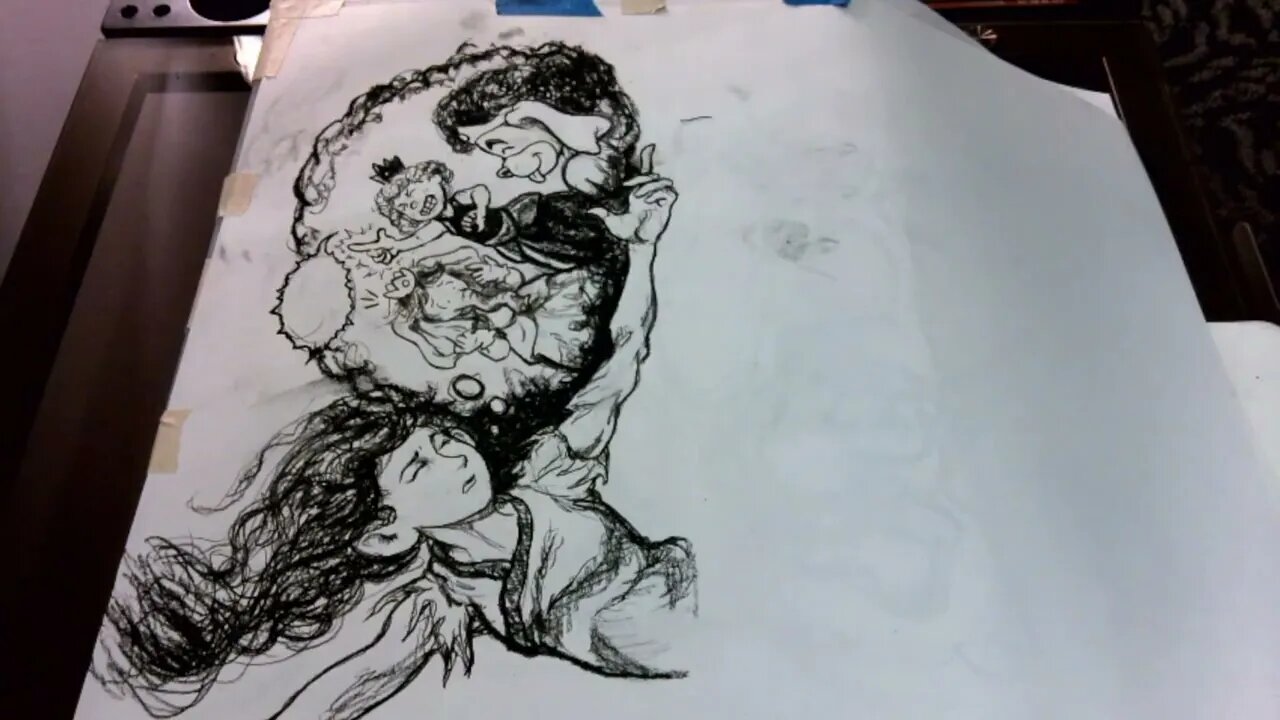 Art Timelapse: Charcoal art for page 118 in 10 Minutes