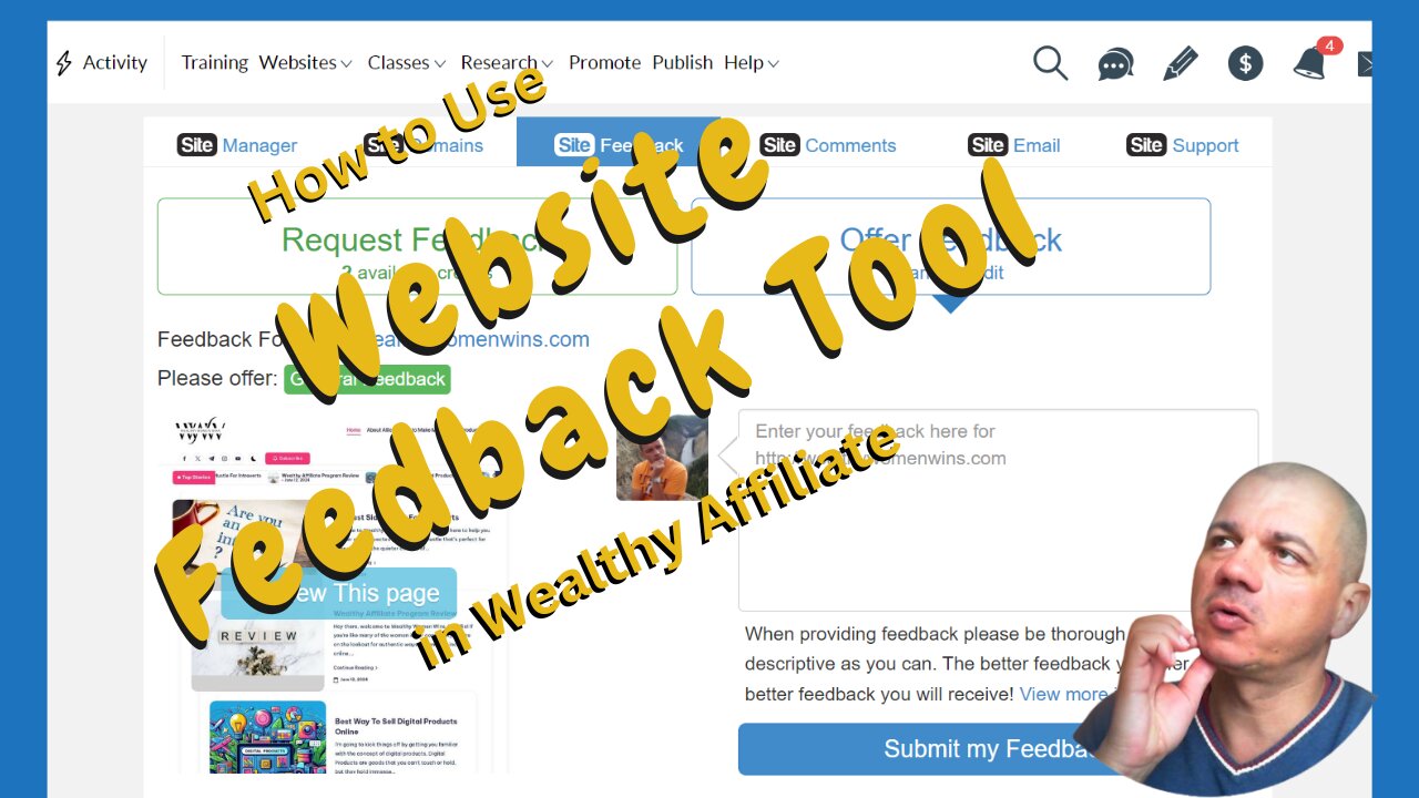 How to Use the Website Feedback Tool in Wealthy Affiliate