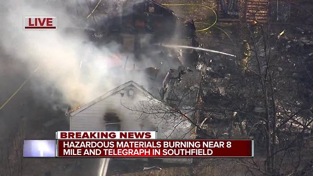 Hazardous materials burning near 8 Mile and Telegraph in Southfield