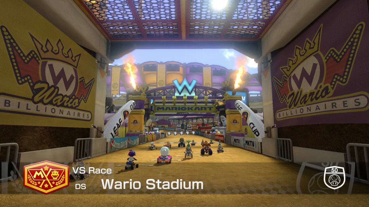 Mario Kart 8 Deluxe - 50cc (Hard CPU) - (DS) Wario Stadium