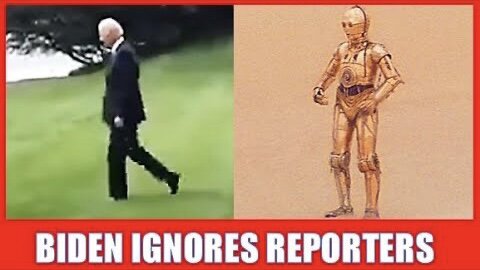 Biden Ignores Reporters as he walks like C-3PO