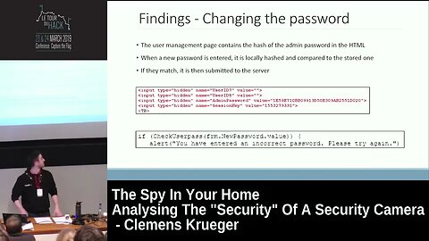 Analysing The Security Of A Security Camera Clemens Krueger