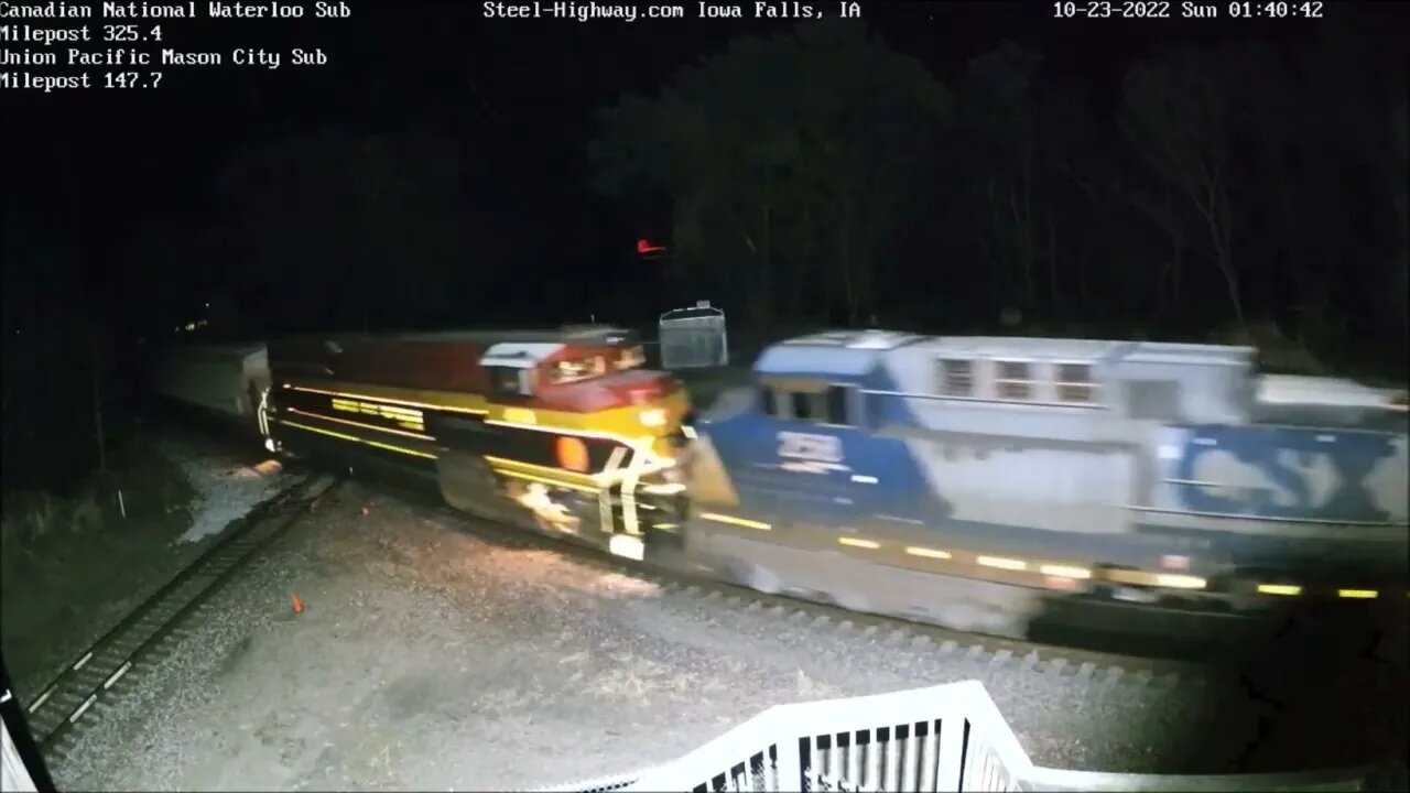 SB Ethanol with CSX, NS and KCS Power at Mills Tower in Iowa Falls, IA on October 23, 2022