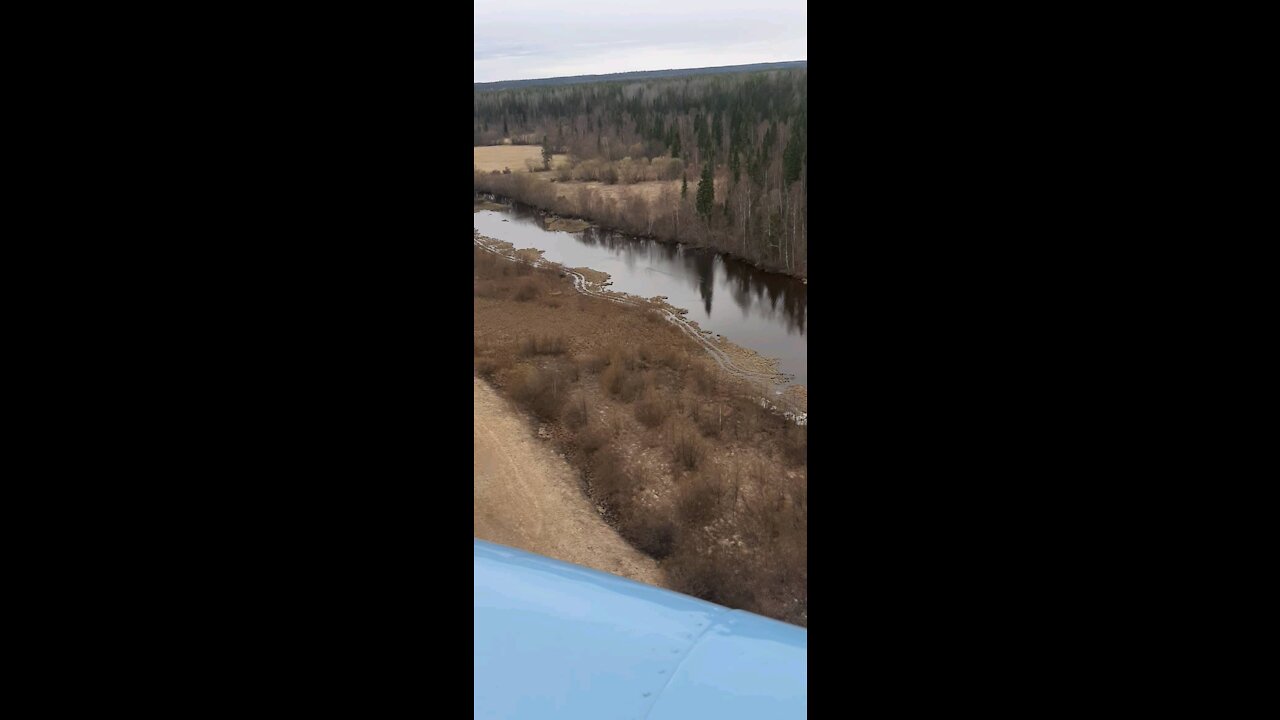 Beautiful flight over the taiga