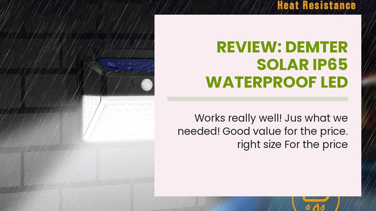 Review: DEMTER Solar IP65 Waterproof Led Wall Lamp Light Outdoors, Upgraded 102 LED 3 Modes Hum...