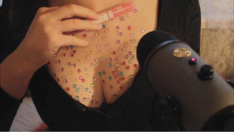 asmr rhinestone jewel tapping on chest