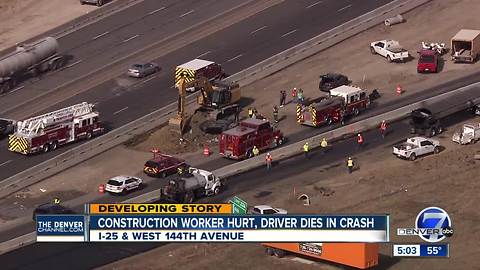 Rollover crash in construction zone on I-25 kills driver, critically injures worker