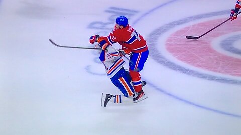 Canadians players telling the Oilers player to get bent!