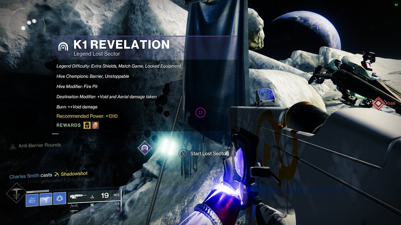 Destiny 2- Legend Lost Sector on the Moon- K1 Revelation 6-3-2021