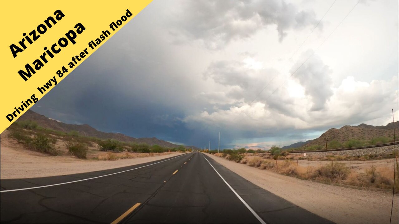 Arizona Driving Hwy 84 towards Maricopa after a Flash Flood
