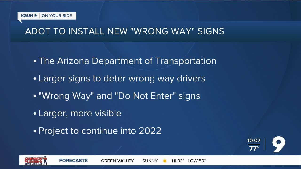 ADOT to install wrong-way signs at Southern Arizona freeway exits
