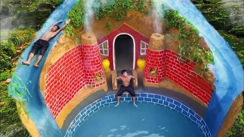 Building the most amazing underground deep pool with secret underground house in the jungle