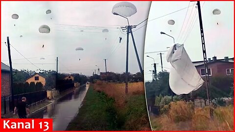 Making wrong landing, Polish paratroopers fell on roofs of houses, got stuck in electric lines