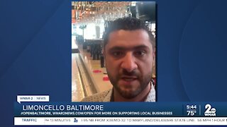 Limoncello Baltimore in Locust Point says "We're Open Baltimore!"