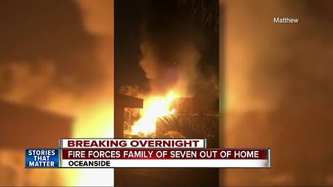 Fire forces family out of Oceanside home