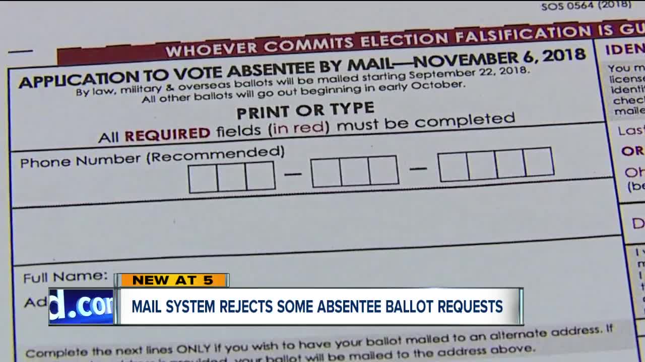 Requests for absentee ballots rejected