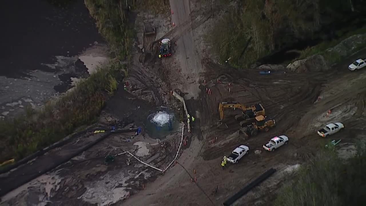 Water main break in Hillsborough County (CHOPPER)