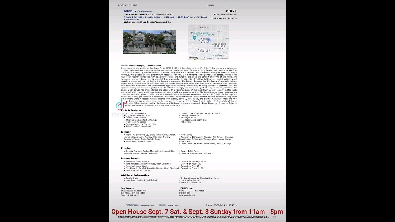 Open House Sept 7, Sat and Sept 8 Sun from 11am to 5pm - Condo for Lease 3bed 2.5 bath