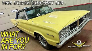 1966 Dodge Coronet 500 Convertible Walk Around and Certicard V8 Speed and Resto Shop