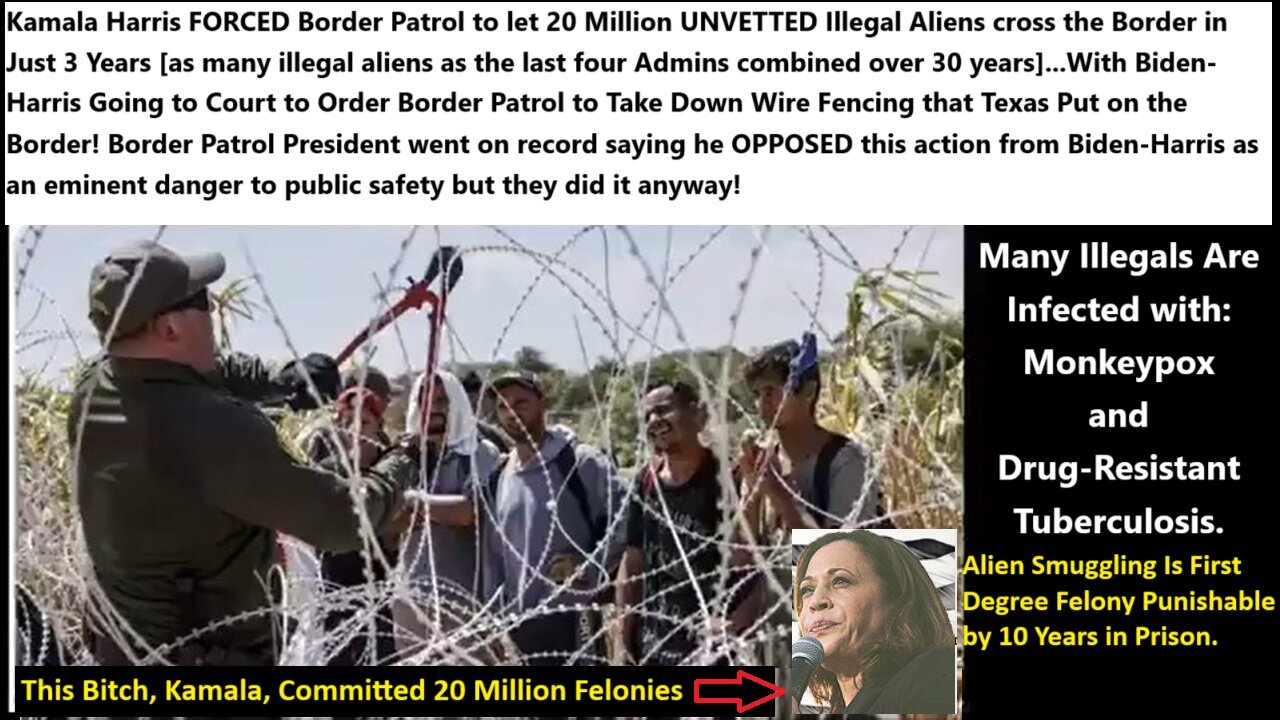 Kamala FORCED Border Patrol to let 20 Million UNVETTED Illegal Aliens cross the Border in Just 3 Years