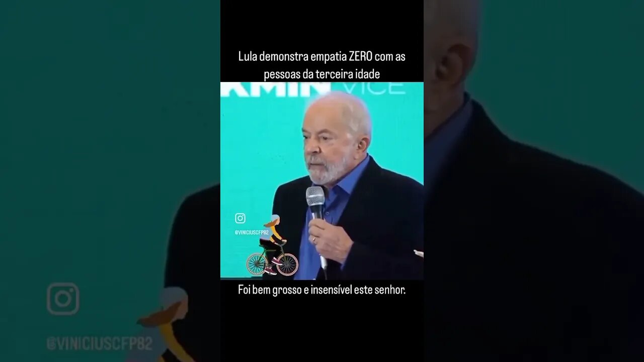 Lula demonstra empatia ZERO com as pessoas da terceira idade. Foi grosso e insensível este senhor