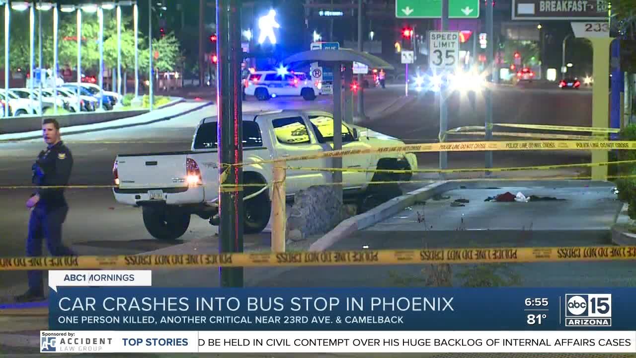 One person killed after truck crashes into Phoenix bus stop