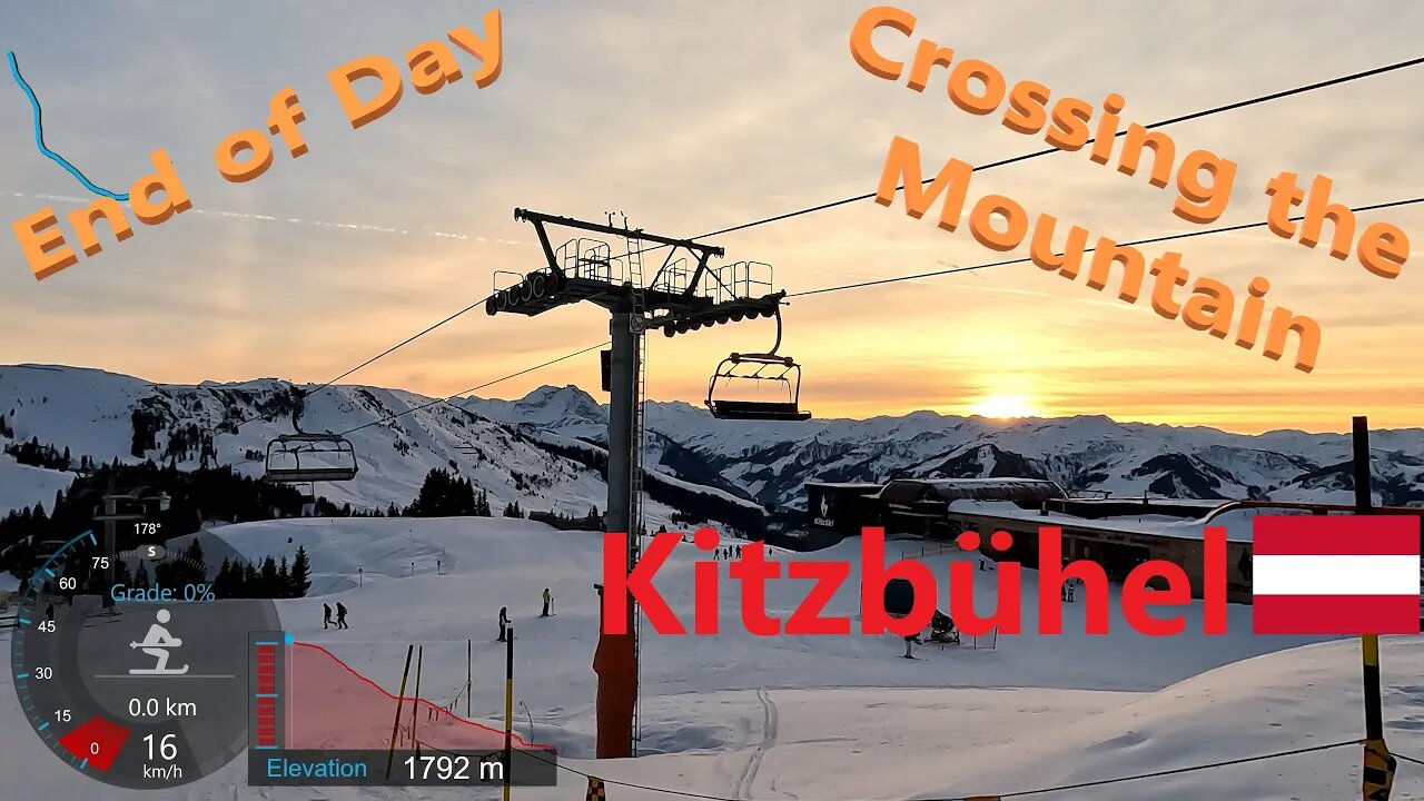 [4K] Skiing Kitzbühel, End of Day Crossing the Mountain via Kapellenabfahrt, Austria, GoPro HERO11