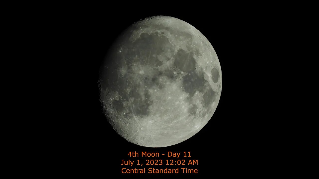Moon Phase - July 1, 2023 12:02 AM CST (4rd Moon Day 11)