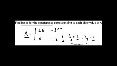 Find the bases for the eigenspaces corresponding to each eigenvalue of matrix = [16 -35, 6 -13]
