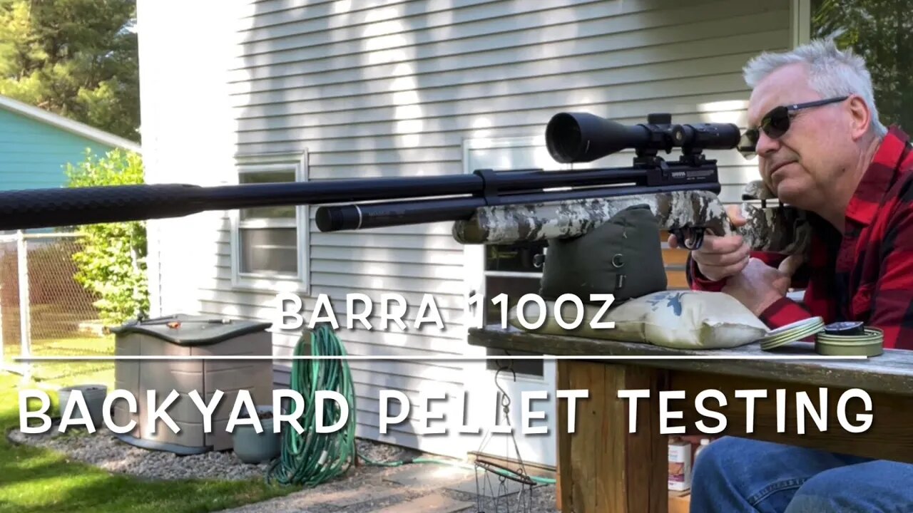 Backyard plinking with the Barra 1100z 22 caliber pcp rifle. Testing several pellets