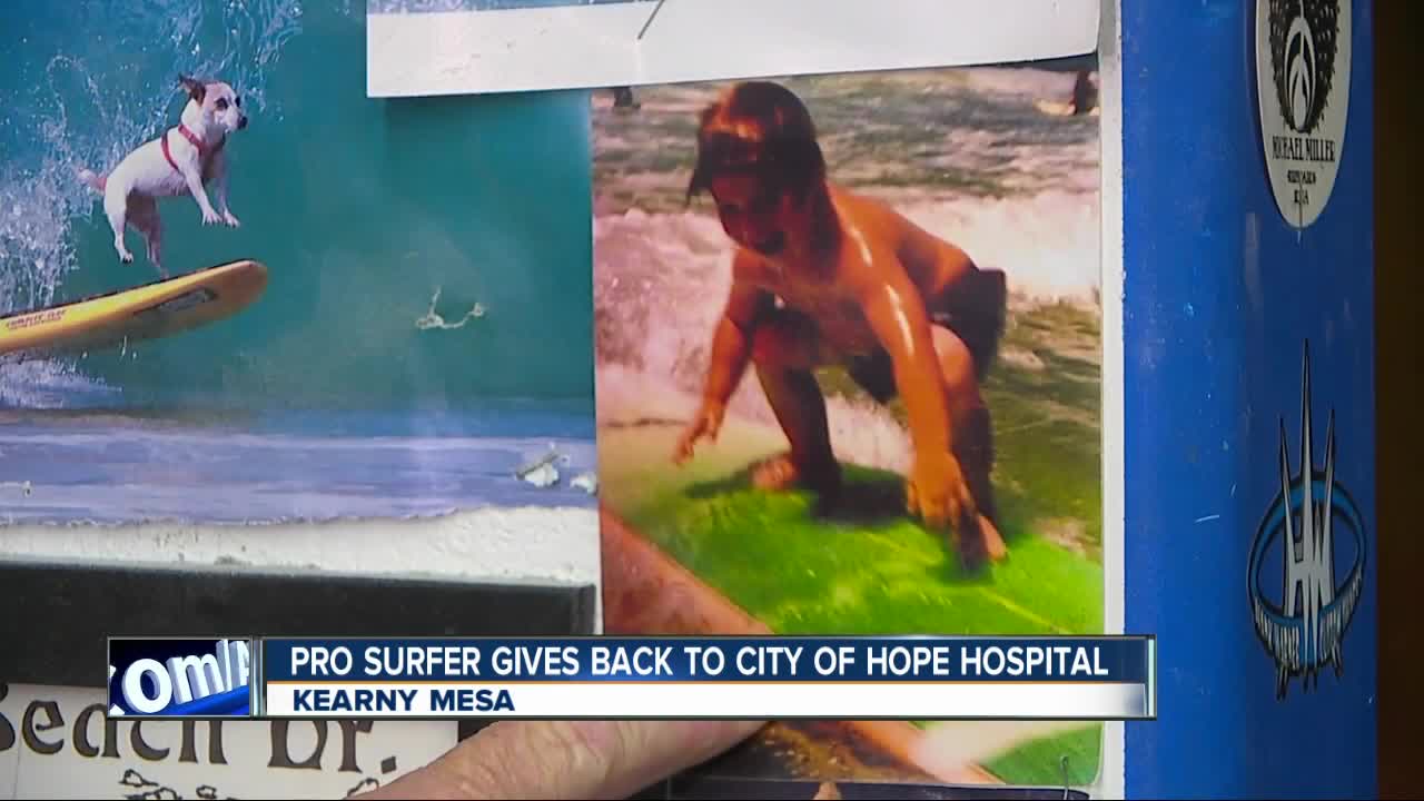 San Diego surfer using new found fame to help kids in hospitals
