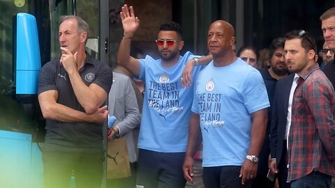 Manchester City squad leave team hotel after Champions League and historic treble win