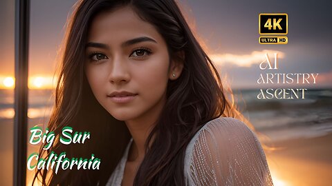 [4K] AI Artistry Lookbook l Video- Ai Lookbook Girl l Big Sur - California #ai #aiart #aiartlookbook