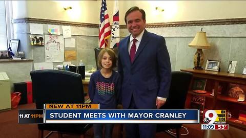 Cranley meets with 9-year-old to talk sidewalk