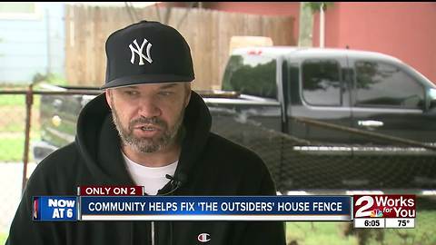 Community helps fix 'The Outsiders' house fence