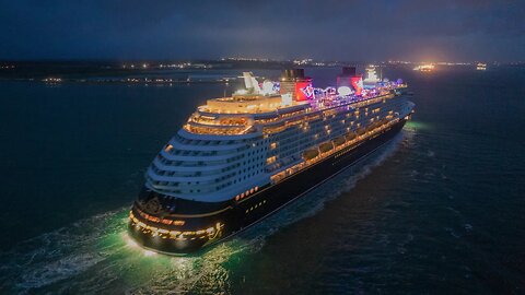 Disney Cruise Line, Dream arriving 19th August 2023 Southampton drone 4k footage.