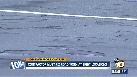 City contractor to correct work on eight crumbling roads