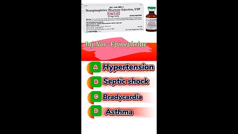 NorEpinephrine MCQS:high alert medicine #epinephrine #emergency drugs #pharmacology #norepinephrine