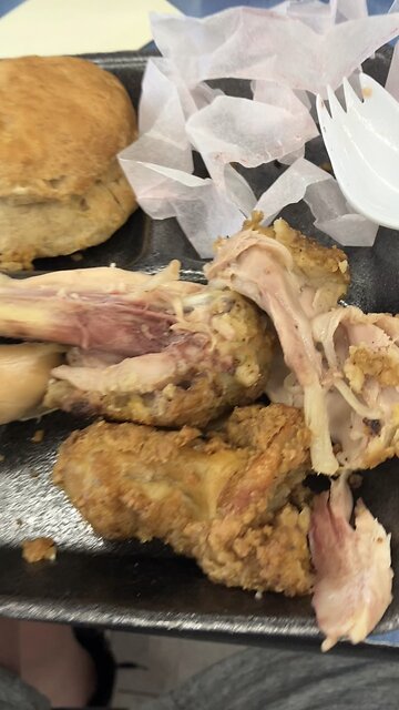 The school gave my cousin raw chicken on the first day