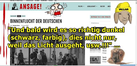 "Und bald wird es so richtig dunkel (schwarz, farbig), dies nicht nur, weil das Licht ausgeht, usw."